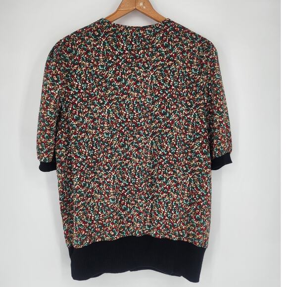 Vintage Floral Button Front Blouse Black Trim Size 20 Made in USA - Picture 3 of 12